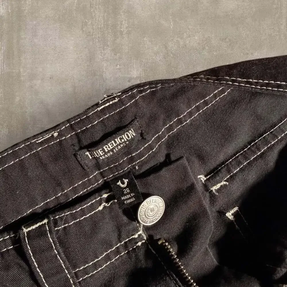 True Religion Black Contrast Stitch Cargo Pants